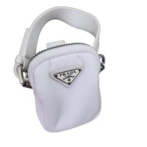 Prada Mini Tessuto Ankle Pouch white belt strap Logo Jacquard Lining